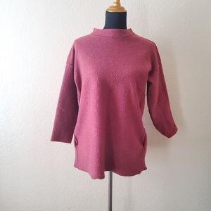 Eileen Fisher Wool Reversible Sweater Red